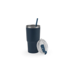 Becher 600 ml aus recyceltem Stahl, doppelwandig, matt farbe marineblau siebte Ansicht