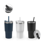 Becher 600 ml aus recyceltem Stahl, doppelwandig, matt Ansicht in vielen Farben