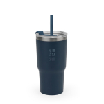 Becher 600 ml aus recyceltem Stahl, doppelwandig, matt Ansicht mit Druckbereich