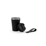 Reisebecher aus recyceltem Stahl mit Vakuumisolierung 460 ml farbe schwarz siebte Ansicht