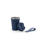 Reisebecher aus recyceltem Stahl mit Vakuumisolierung 460 ml farbe marineblau siebte Ansicht