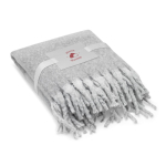 Decke aus recyceltem Polyester mit weicher Mohair-Haptik 300 g/m² farbe grau Ansicht mit Logo 1