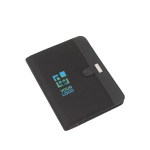 Business-Mappe aus Mikrofaser mit Notizblättern und Taschenrechner farbe schwarz Ansicht mit Druckbereich