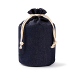 Zylindrische Kulturtasche aus Denimstoff mit Kordelzugverschluss farbe jeansblau erste Ansicht