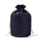Zylindrische Kulturtasche aus Denimstoff mit Kordelzugverschluss farbe jeansblau zweite Ansicht