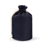 Zylindrische Kulturtasche aus Denimstoff mit Kordelzugverschluss farbe jeansblau dritte Ansicht