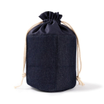 Zylindrische Kulturtasche aus Denimstoff mit Kordelzugverschluss farbe jeansblau fünfte Ansicht