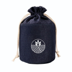 Zylindrische Kulturtasche aus Denimstoff mit Kordelzugverschluss farbe jeansblau sechste Ansicht