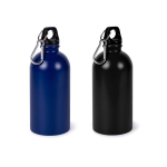 Flasche aus recyceltem Edelstahl mit silbernem Karabinerhaken, 500 ml farbe schwarz dritte Ansicht