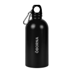 Flasche aus recyceltem Edelstahl mit silbernem Karabinerhaken, 500 ml farbe schwarz vierte Ansicht