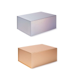 Selbstaufrichtende Geschenkbox aus Karton mit Magnetverschluss farbe silber vierte Ansicht