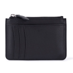 Schwarzes Kartenetui aus Leder mit mittigem Reißverschluss farbe schwarz erste Ansicht