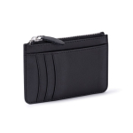 Schwarzes Kartenetui aus Leder mit mittigem Reißverschluss farbe schwarz zweite Ansicht