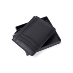 Schwarzes Kartenetui aus Leder mit mittigem Reißverschluss farbe schwarz vierte Ansicht