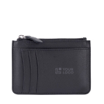 Schwarzes Kartenetui aus Leder mit mittigem Reißverschluss farbe schwarz Ansicht mit Druckbereich