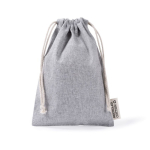 Beutel aus recycelter Baumwolle und Polyester mit Kordelzug, 120 g/m² farbe grau dritte Ansicht