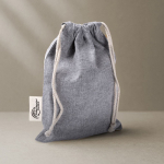 Beutel aus recycelter Baumwolle und Polyester mit Kordelzug, 120 g/m² farbe grau Detailbild 3