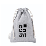 Beutel aus recycelter Baumwolle und Polyester mit Kordelzug, 120 g/m² farbe grau Ansicht mit Druckbereich