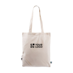 Faltbare Tasche aus Fairtrade-Baumwolle zum Personalisieren, 120 g/m² farbe natürliche farbe Ansicht mit Druckbereich