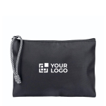 Nylon-Kulturtasche mit zweifarbigem Kordelzug am Zipper, 240 g/m² farbe schwarz Ansicht mit Druckbereich