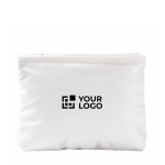 Rechteckige, wattierte und weiche Kulturtasche aus Polyester, 120 g/m² farbe weiß Ansicht mit Druckbereich