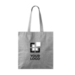 Große Baumwoll-Polyester-Tote-Bag mit meliertem Finish, 240 g/m² farbe schwarz Ansicht mit Druckbereich