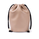 Beutelartige Kulturtasche aus Kunstleder mit Kordelzugverschluss farbe beige zweite Ansicht