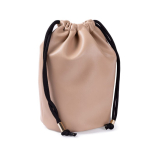 Beutelartige Kulturtasche aus Kunstleder mit Kordelzugverschluss farbe beige dritte Ansicht