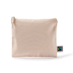 Flache Kulturtasche aus Fairtrade-Baumwolle, 220 g/m², Zipper farbe natürliche farbe erste Ansicht