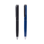 Eleganter Drehmechanik-Kugelschreiber mit blauer Tinte farbe schwarz sechste Ansicht