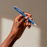 Eleganter Drehmechanik-Kugelschreiber mit blauer Tinte farbe blau sechste Ansicht