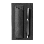 Metallkugelschreiber mit elegantem Etui aus Kunstleder, blaue Tinte farbe schwarz Detailbild 2