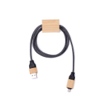 1 m langes Ladekabel mit Bambusdetail zum Personalisieren farbe schwarz erste Ansicht