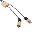 1 m langes Ladekabel mit Bambusdetail zum Personalisieren farbe schwarz zweite Ansicht