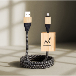 1 m langes Ladekabel mit Bambusdetail zum Personalisieren farbe schwarz Detailbild