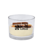 Duftkerze aus Pflanzenwachs mit Zimt- und Zitrusduft Ansicht mit Druckbereich