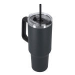 Recycelte Edelstahlflasche mit Strohhalm und Öffnung, 1,2 l dritte Ansicht