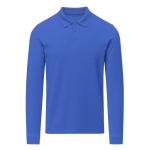 Unisex-Langarm-Polohemd aus Baumwolle 220 g/m2 farbe blau erste Ansicht