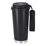 Take-away-Becher aus recyceltem Edelstahl mit Tragegurt 500 ml farbe schwarz erste Ansicht