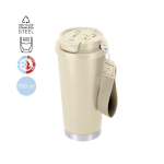 Take-away-Becher aus recyceltem Edelstahl mit Tragegurt 500 ml