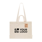 Tasche aus recycelter Baumwolle mit Faltenbalg und Henkeln, 150 g/m² Ansicht mit Druckbereich