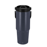 Flasche aus recyceltem Edelstahl mit passendem Tragegriff, 900 ml farbe marineblau erste Ansicht