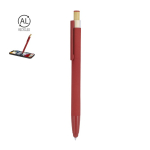 Aluminium-Kugelschreiber mit Bambus-Druckknopf und blauer Tinte