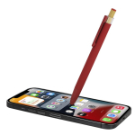 Aluminium-Kugelschreiber mit Bambus-Druckknopf und blauer Tinte zweite Ansicht