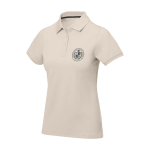 Damen-Poloshirt Piqué 200 g/m² Elevate Life farbe sandbraun Ansicht mit Siebdruck