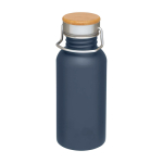 Einwandige Edelstahlflasche mit Bambusdeckel 550 ml farbe cyan-blau