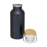 Einwandige Edelstahlflasche mit Bambusdeckel 550 ml zweite Ansicht