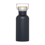 Einwandige Edelstahlflasche mit Bambusdeckel 550 ml zweite Vorderansicht