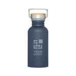 Einwandige Edelstahlflasche mit Bambusdeckel 550 ml Ansicht mit Druckbereich