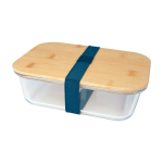 Glas-Lunchbox mit Bambusdeckel und Silikondichtung 1 L farbe cyan-blau